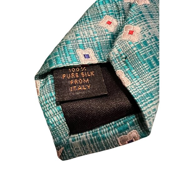 Men's SERICA Silk NECKTIE Tie HAND MADE IN Italy BLUE WHITE PINPOINT DECOR 3x59 - Picture 5 of 9